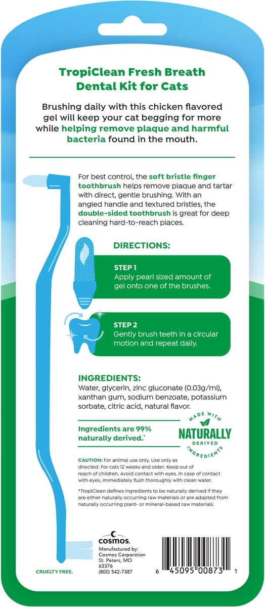 TropiClean Fresh Breath Odor & Tartar Control Cat Dental Kit