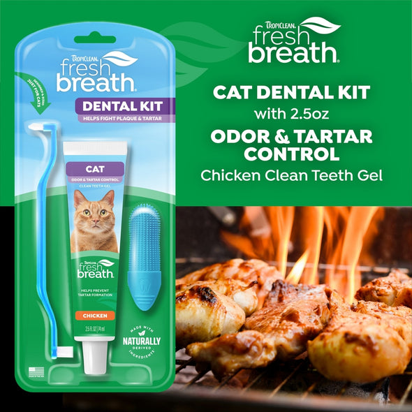TropiClean Fresh Breath Odor & Tartar Control Cat Dental Kit
