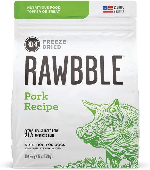 Bixbi Rawbble Freeze-Dried Pork Recipe Dog Food