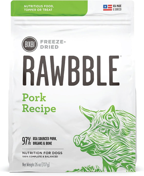 Bixbi Rawbble Freeze-Dried Pork Recipe Dog Food