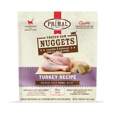 Primal Raw Frozen Nuggets Turkey Formula Nuggets For Cats