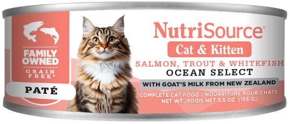 NutriSource Grain Free Salmon, Trout & Whitefish Ocean Select Canned Cat Food