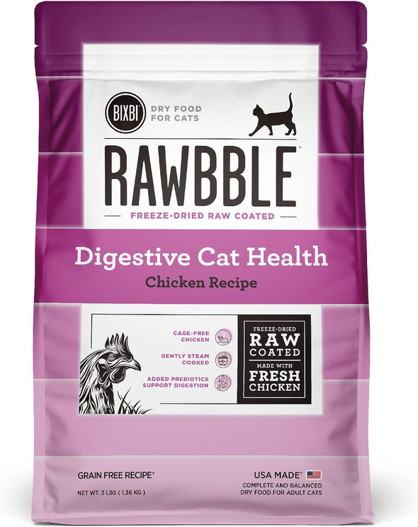 Bixbi Rawbble Freeze-Dried Raw Coated Grain-Free Digestive Health Chicken Recipe Dry Cat Food