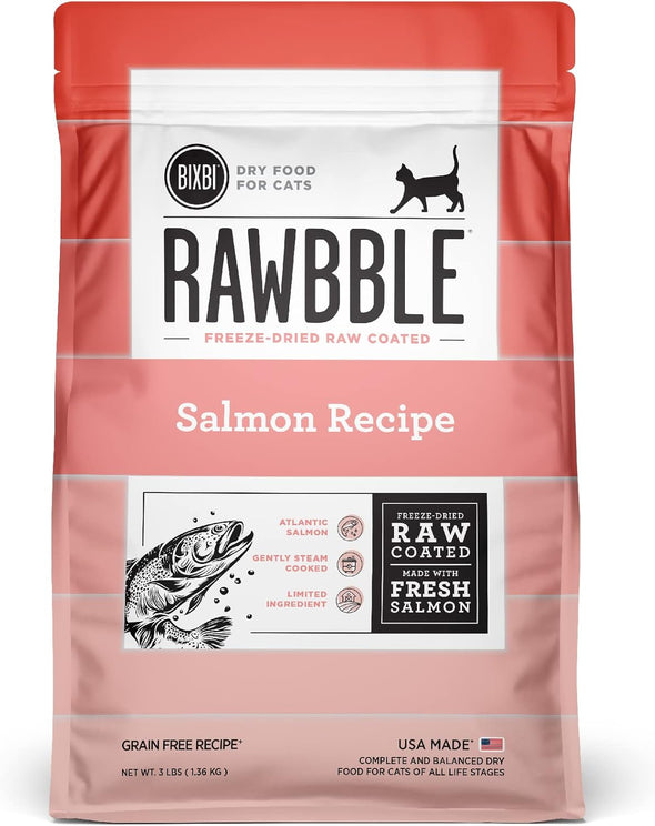 Bixbi Rawbble Freeze-Dried Raw Coated Grain-Free  Salmon Recipe Dry Cat Food