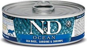 Farmina N&D Ocean Grain Free Sea Bass, Sardine & Shrimp Canned Cat Food