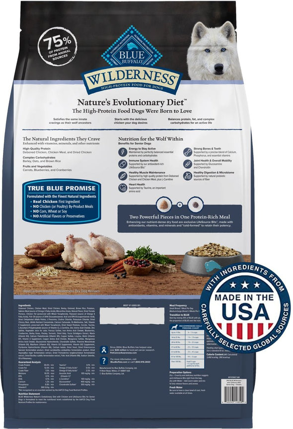 Blue Buffalo Wilderness Wholesome Grains Senior Chicken Recipe Dry Dog Food