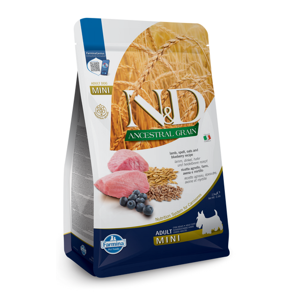 Farmina N&D Ancestral Grain Lamb & Blueberry Mini Adult Dry Dog Food