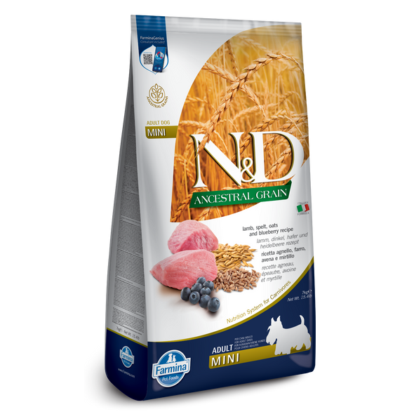 Farmina N&D Ancestral Grain Lamb & Blueberry Mini Adult Dry Dog Food