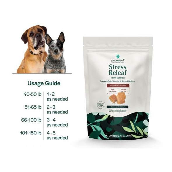 Pet Releaf Stress Releaf Edibites Peppered Bacon Flavor for Medium & Large Dogs