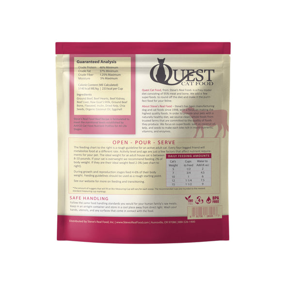 Steve's Real Food Quest Freeze Dried Raw Beef Recipe Food for Cats