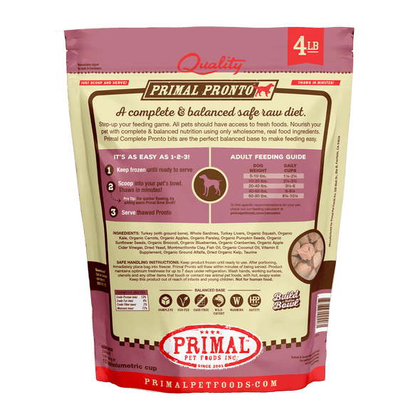 Primal Pronto Turkey & Sardine Formula For Dogs