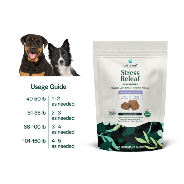 Pet Releaf Stress Releaf Edibites Peanut Butter & Carob Flavor for Medium & Large Dogs