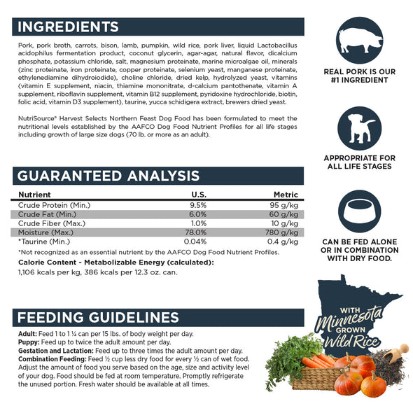 NutriSource Harvest Selects Northern Feast Canned Dog Food
