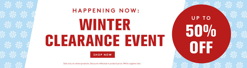 Happening now. winter clearance event. up to 50 percent up. Click to shop now. 