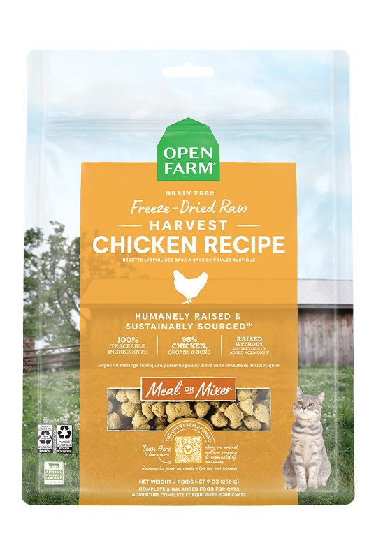 Open Farm Grain Free Harvest Chicken Recipe Freeze Dried Raw Cat Food