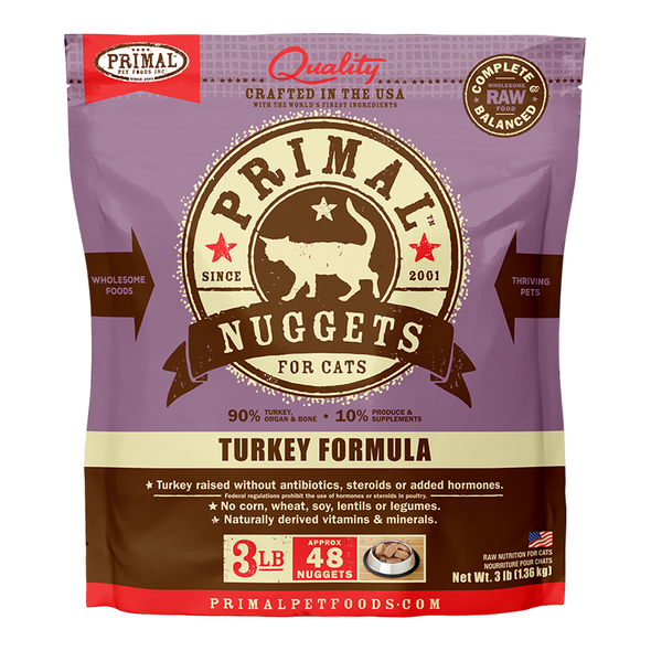 Primal Raw Frozen Nuggets Turkey Formula Nuggets For Cats