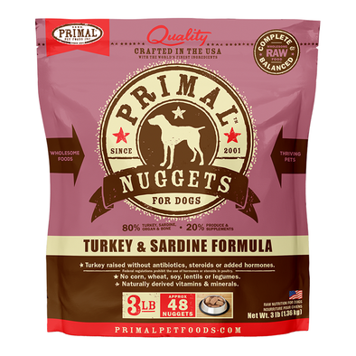 Primal Raw Frozen Turkey & Sardine Formula For Dogs