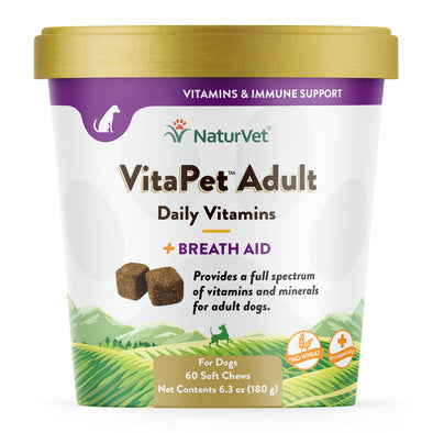 NaturVet VitaPet Adult Daily Vitamin Plus Breath Aid Soft Chews for Dogs