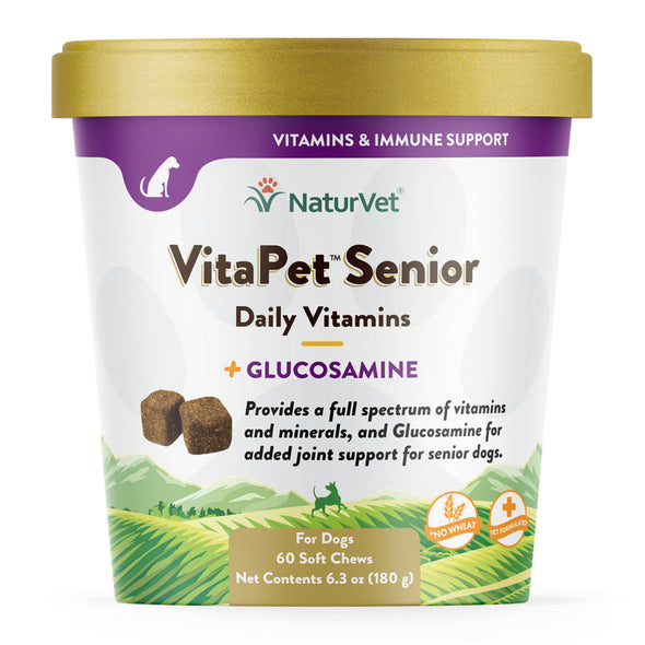 NaturVet VitaPet Senior Daily Vitamins Plus Glucosamine Soft Chew for Dogs