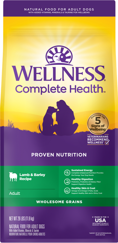 Wellness Complete Health Natural Adult Lamb and Barley Recipe Dry Dog Food
