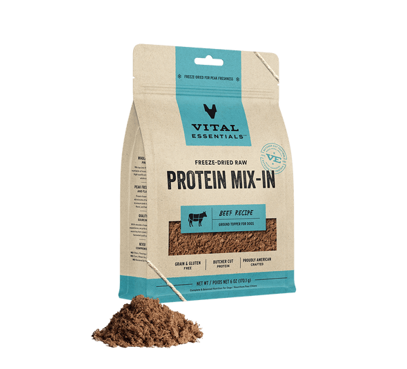 Vital Essentials Beef Recipe Freeze-Dried Raw Protein Mix-In Ground Topper For Dogs
