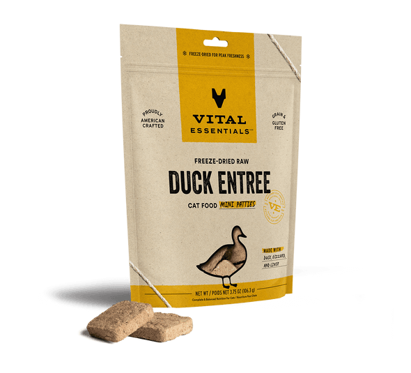 Vital Essentials Duck Entree Mini Patties Freeze-Dried Raw Cat Food