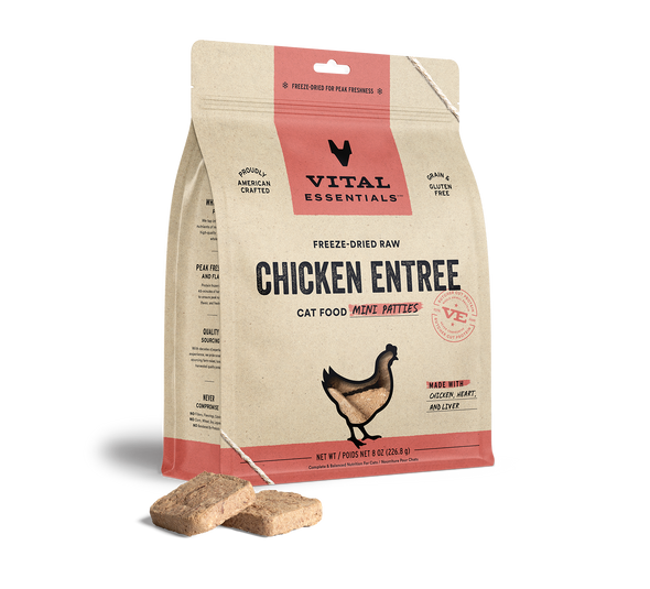 Vital Essentials Chicken Entree Mini Patties Freeze-Dried Raw Cat Food