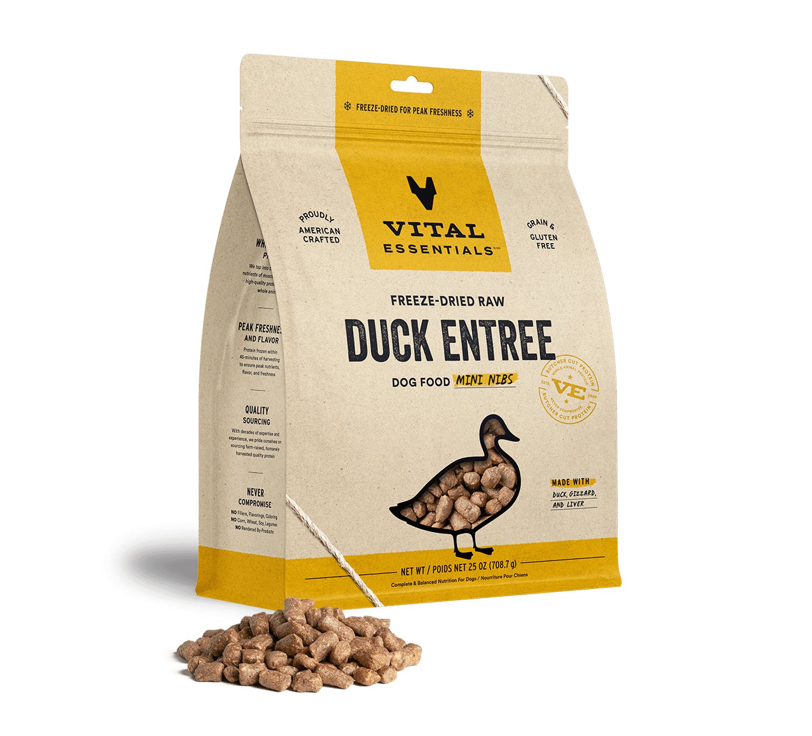 Vital Essentials Duck Entree Mini Nibs Freeze Dried Raw Dog Food