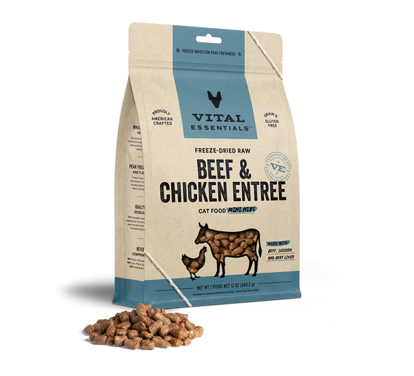 Vital Essentials Beef & Chicken Entree Mini Nibs Freeze-Dried Raw Cat Food