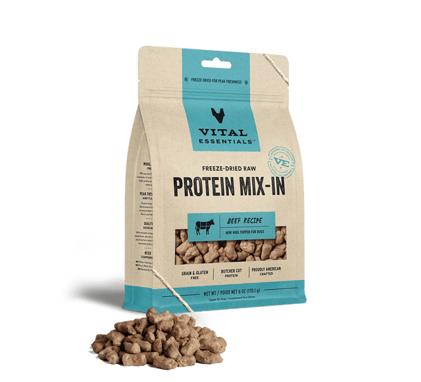 Vital Essentials Beef Recipe Freeze-Dried Raw Protein Mix-In Mini Nibs Topper For Dogs