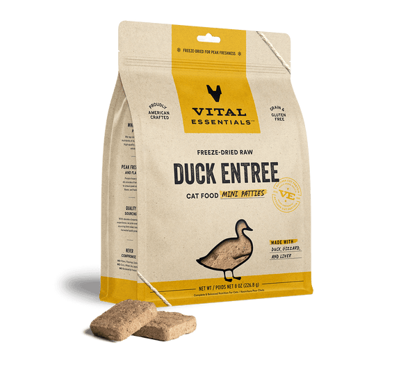 Vital Essentials Duck Entree Mini Patties Freeze-Dried Raw Cat Food
