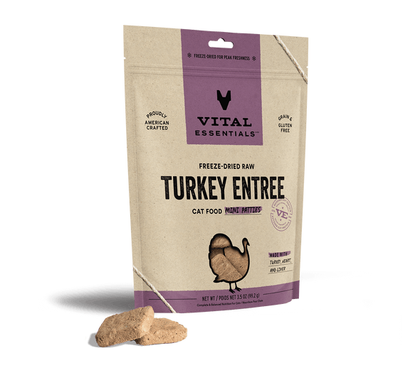 Vital Essentials Turkey Entree Mini Patties Freeze-Dried Raw Cat Food