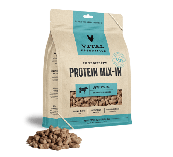 Vital Essentials Beef Recipe Freeze-Dried Raw Protein Mix-In Mini Nibs Topper For Dogs