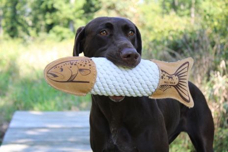 Tall Tails Natural Leather Trout Rope Tug Dog Toy