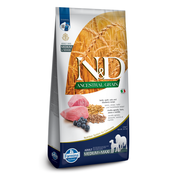 Farmina N&D Ancestral Grain Lamb & Blueberry Medium & Maxi Adult Dry Dog Food