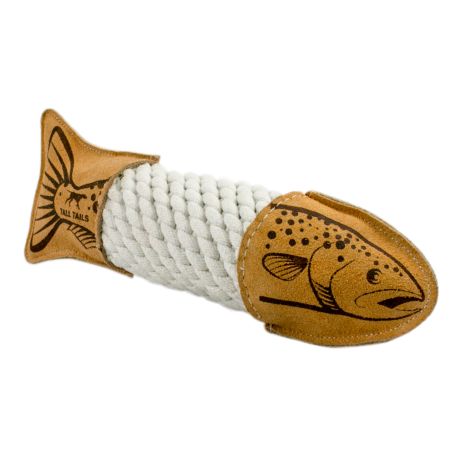 Tall Tails Natural Leather Trout Rope Tug Dog Toy