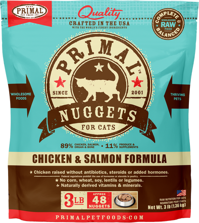 Primal Raw Frozen Nuggets Chicken & Salmon Formula For Cats