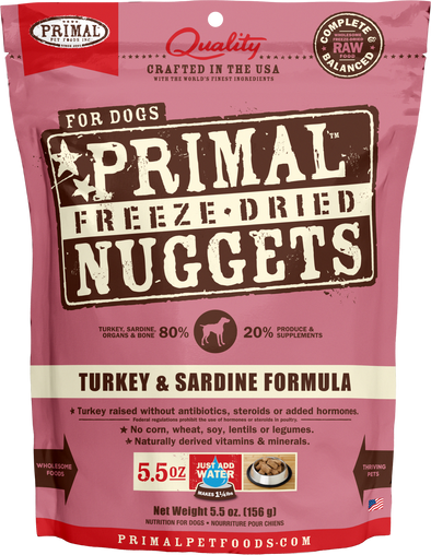Primal Freeze Dried Nuggets Grain Free Turkey and Sardine Formula Dog Food