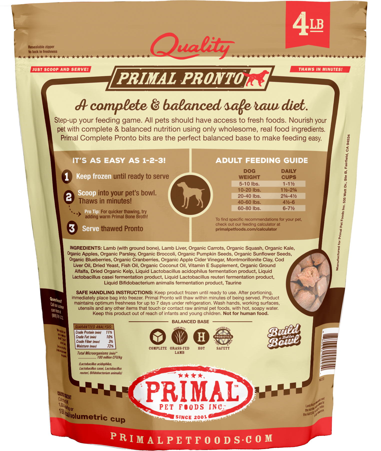 Primal pronto sales