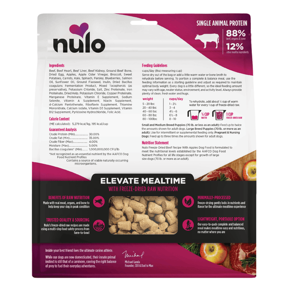 Nulo Freestyle Grain Free Beef Recipe with Apples Freeze-Dried Raw Dog Food