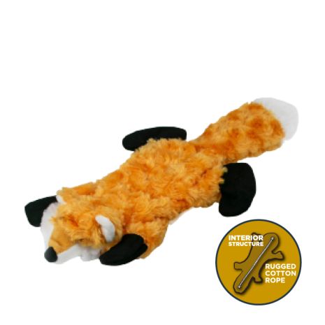 Tall Tails Stuffless Fox with Squeaker Rope Dog Toy