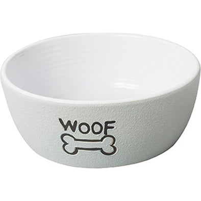 Ethical Pet Nantucket Woof Dog Dish Gray