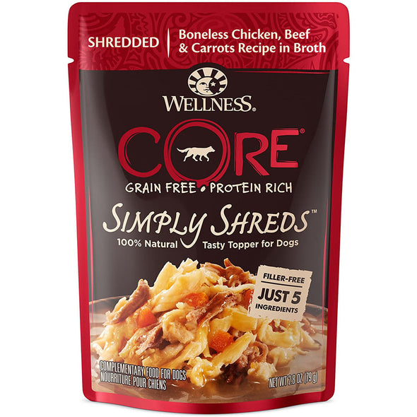 Wellness CORE Simply Shreds Chicken Beef & Carrots Dog Food Topper
