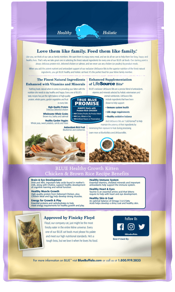 Blue Buffalo Healthy Growth Natural Chicken & Brown Rice Kitten Dry Cat Food