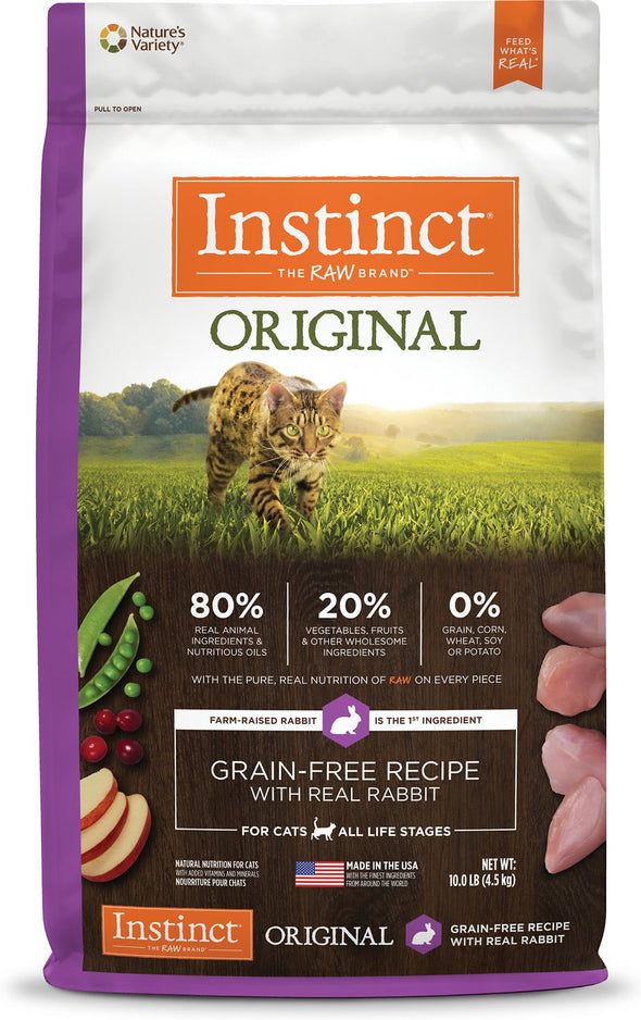 Instinct Original Grain Free Recipe with Real Rabbit Natural Kibble Coated with Freeze-Dried Raw Dry Cat Food