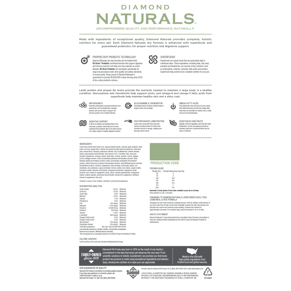 Diamond dog food ingredients hotsell