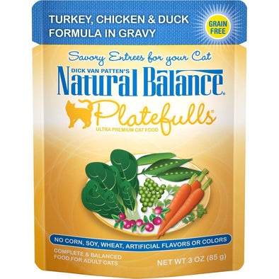 Natural Balance Platefulls Regular Grain Free Turkey Chicken and Duck in Gravy Pouch Wet Cat Food
