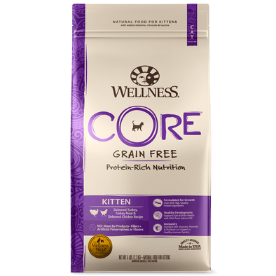 Wellness CORE Grain Free Natural Kitten Health Turkey, Turkey Meal and Chicken Recipe Dry Cat Food