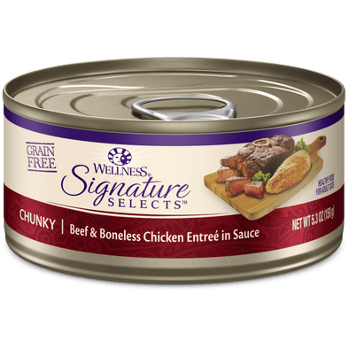 Wellness Signature Selects Grain Free Natural Beef and White Meat Chicken Entree in Sauce Wet Canned Cat Food