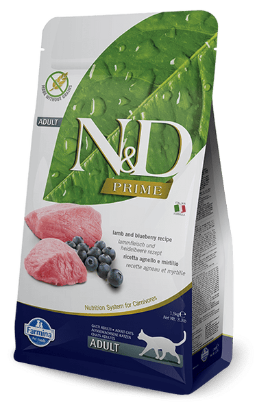 Farmina Prime N&D Natural & Delicious Grain Free Adult Lamb & Blueberry Dry Cat Food